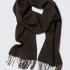 Long Woven Wool Scarf – Medium Brown