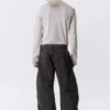 Loose Barrel Leg Workwear Trousers – Washed Black