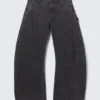 Loose Barrel Leg Workwear Trousers – Washed Black