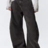 Loose Barrel Leg Workwear Trousers – Washed Black