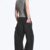 Loose Barrel Leg Workwear Trousers – Washed Black