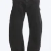 Loose Barrel Leg Workwear Trousers – Washed Black