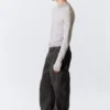 Loose Barrel Leg Workwear Trousers – Washed Black