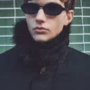 Loose Bomber Jacket with Faux-Fur Collar – Black