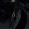 Loose Bomber Jacket with Faux-Fur Collar – Black