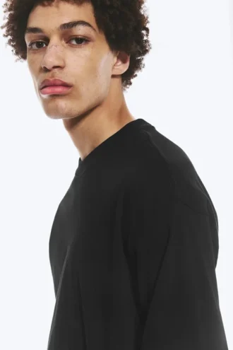 Loose Boxy Long-Sleeved T-Shirt – Black