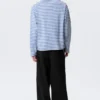 Loose Boxy Long-Sleeved T-Shirt – Blue & White Stripe