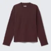 Loose Boxy Long-Sleeved T-Shirt – Burgundy