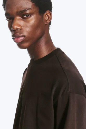 Loose Boxy Long-Sleeved T-Shirt – Dark Brown
