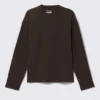 Loose Boxy Long-Sleeved T-Shirt – Dark Brown