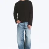 Loose Boxy Long-Sleeved T-Shirt – Striped Dark Brown