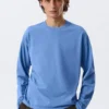 Loose Boxy Long-Sleeved T-Shirt – Washed Blue