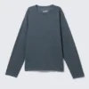 Loose Boxy Long-Sleeved T-Shirt – Washed Blue