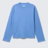 Loose Boxy Long-Sleeved T-Shirt – Washed Blue