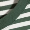 Loose Boxy Long-Sleeved T-Shirt – White & Dark Green Stripes