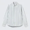 Loose Button-Down Poplin Shirt – White – Blue Stripes