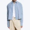 Loose Cotton Shirt – Dusty Blue – Checked