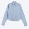 Loose Cotton Shirt – Dusty Blue – Checked