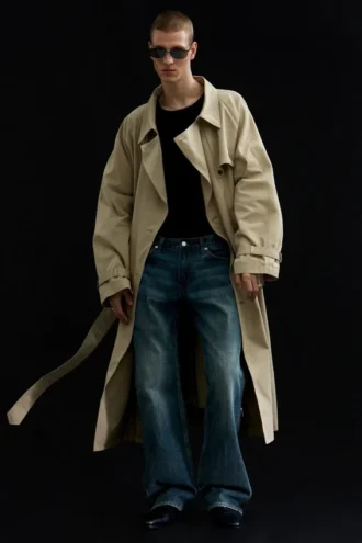 Loose Double-Breasted Trench Coat – Beige