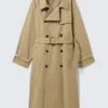 Loose Double-Breasted Trench Coat – Beige