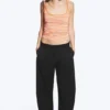 Loose Fit Barrel Leg Suiting Trousers – Black