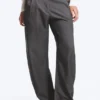 Loose Fit Barrel Leg Suiting Trousers – Dark Grey Melange