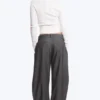 Loose Fit Barrel Leg Suiting Trousers – Dark Grey Melange