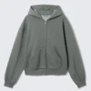 Loose Fit Blocked Zip Hoodie – Grey