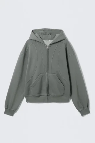 Loose Fit Blocked Zip Hoodie – Grey