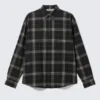 Loose Fit Button-Up Flannel Shirt – Black Checked