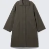Loose Fit Canvas Car Coat – Dark Grey