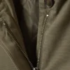 Loose Fit Canvas Car Coat – Dark Khaki Green