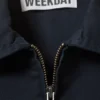 Loose Fit Cotton Twill Zip Jacket – Dark Blue