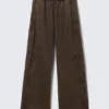 Loose Fit Embroidered Sweatpants – Dark Brown