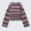 Loose Fit Knitted Sweater – Striped Pink
