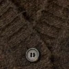 Loose Fit Knitted V-Neck Cardigan – Dark Brown Melange
