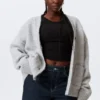 Loose Fit Knitted V-Neck Cardigan – Grey Melange