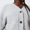 Loose Fit Knitted V-Neck Cardigan – Grey Melange