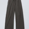 Loose Fit Low Waist Washed Trousers – Dark Grey