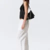 Loose Fit Low Waist Washed Trousers – White