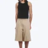 Loose Fit Mid Rise Chino Shorts – Beige