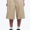 Loose Fit Mid Rise Chino Shorts – Beige