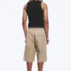 Loose Fit Mid Rise Chino Shorts – Beige