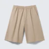 Loose Fit Mid Rise Chino Shorts – Beige