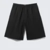 Loose Fit Mid Rise Chino Shorts – Black
