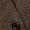 Loose Fit Mohair Blend V-Neck Cardigan – Dark Brown Melange