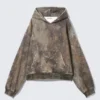 Loose Fit Printed Hoodie – Khaki Green Forest