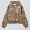 Loose Fit Printed Hoodie – Khaki – Woodland