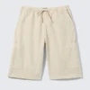 Loose Fit Ripstop Cargo Shorts – Light Beige