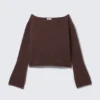 Loose Fit Rolled Hem Sweater – Dark Brown